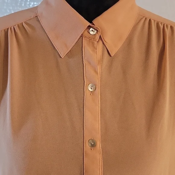 Forever 21 Blush Colored Button-up Sheer Blouse Size Small - Picture 2 of 11